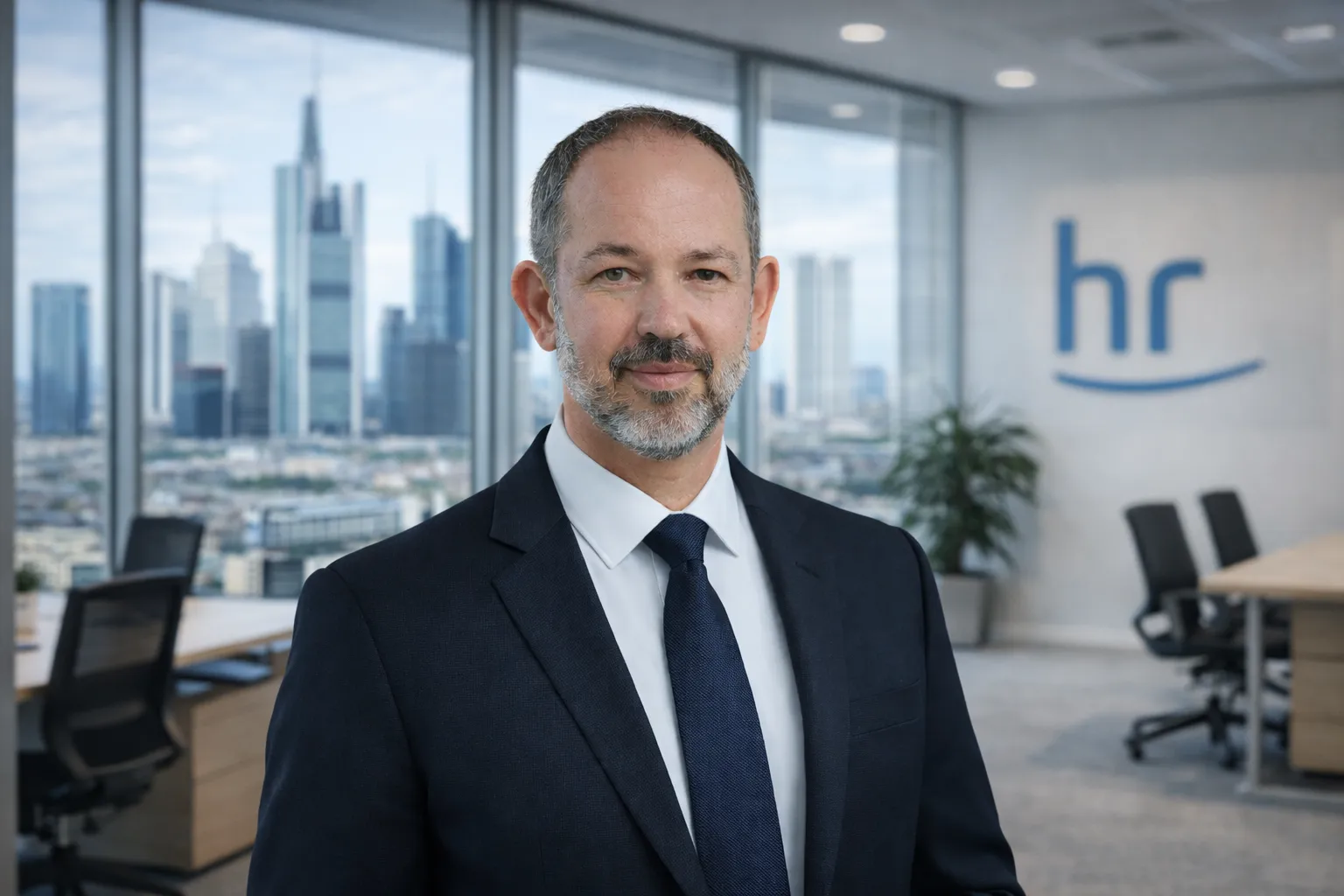 Markus Berg, Leitung IT-Softwareentwicklung — vor der Frankfurter Skyline
